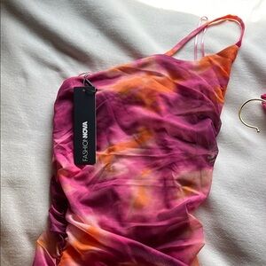 Fashion Nova Vibrant Pink and Orange Dress